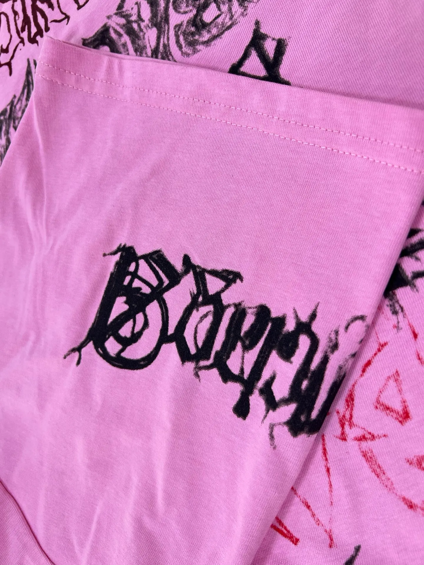 Balenciaga 粉色 Logo 印花 短袖T恤 街头休闲款