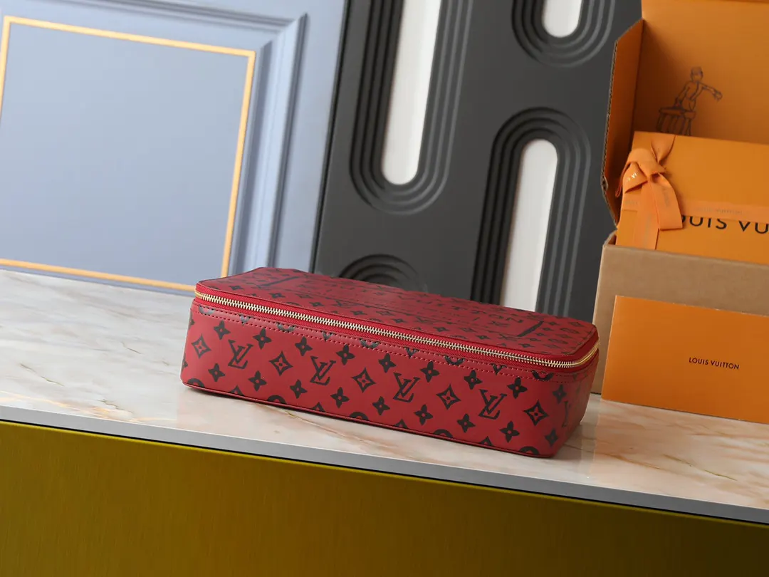 Red Monogram Organizer Pouch Travel