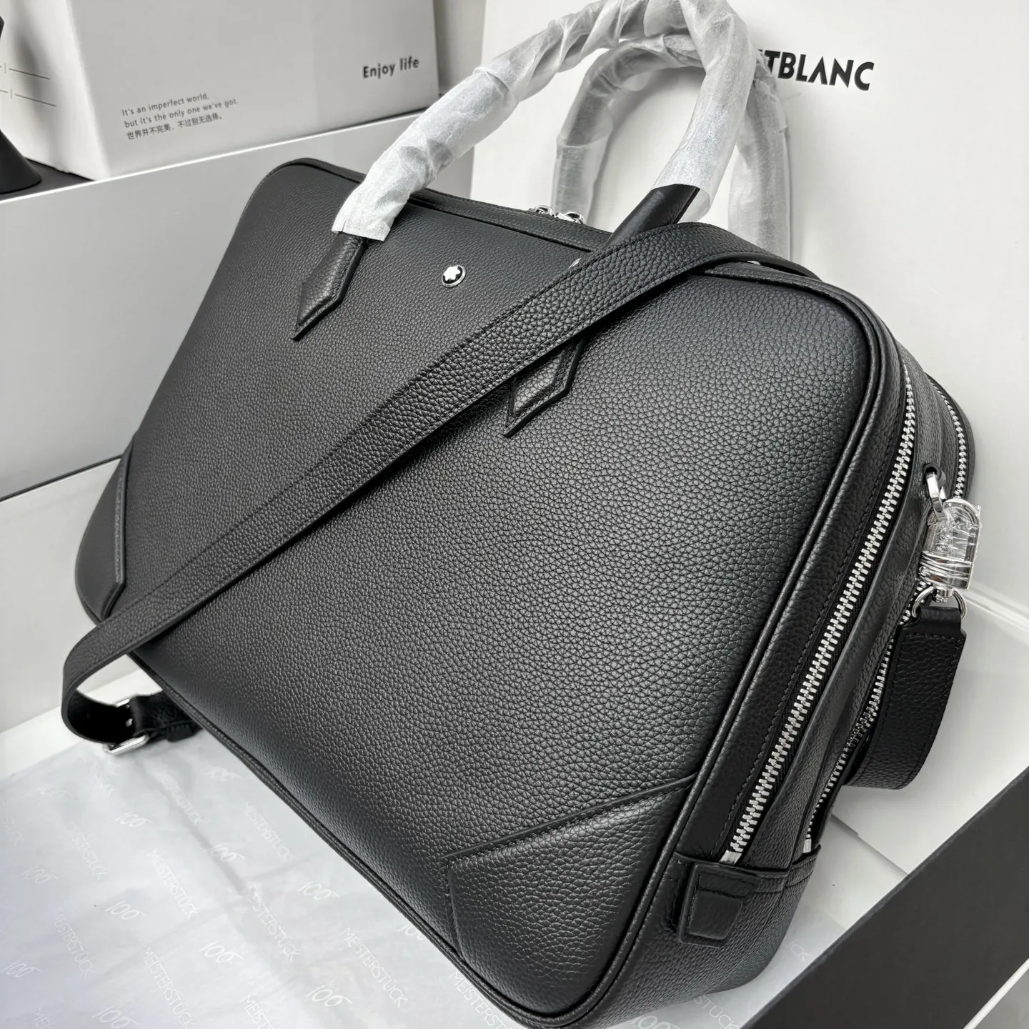 牛皮 MONTBLANC 万宝龙粒纹软皮精選系列 旅行袋 大容量旅行款