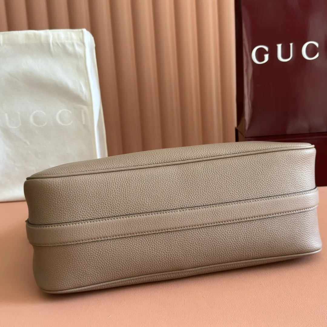 Gucci Brown Gold Hobo Shoulder Bag Vintage Leather