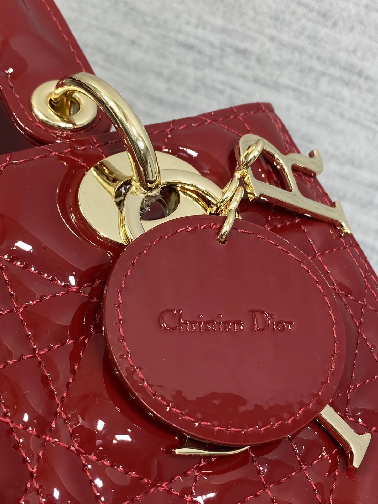 Dior Lady Dior Lady 酒紅色手提斜挎包 鳄纹