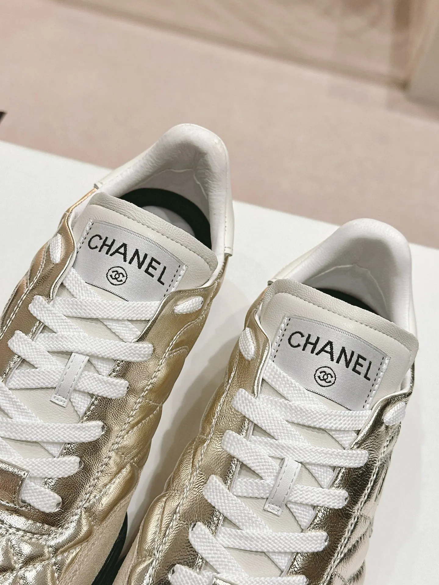 Chanel Beige Leather Sneakers