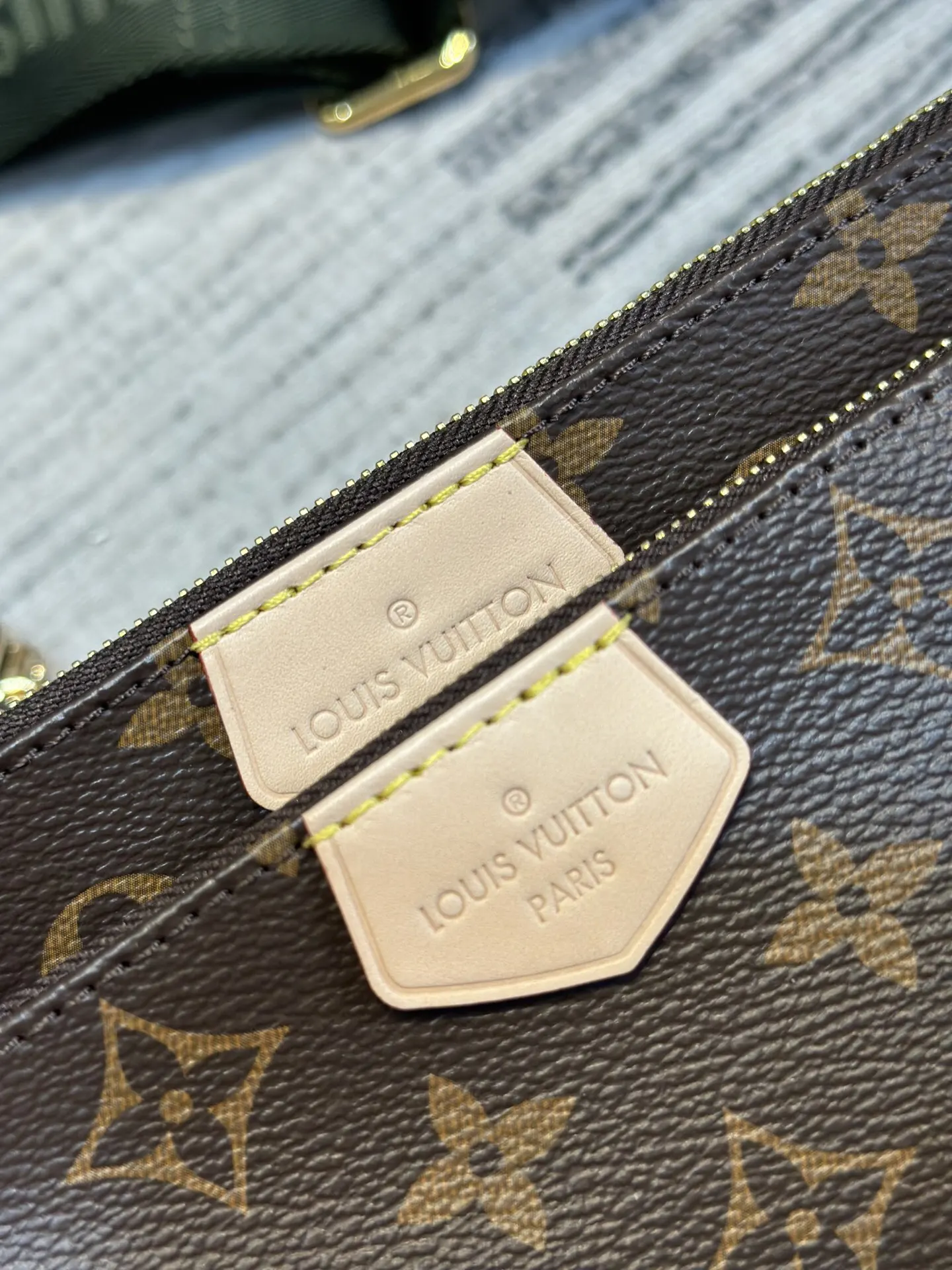 Louis Vuitton Green Pink Chain Bag Canvas