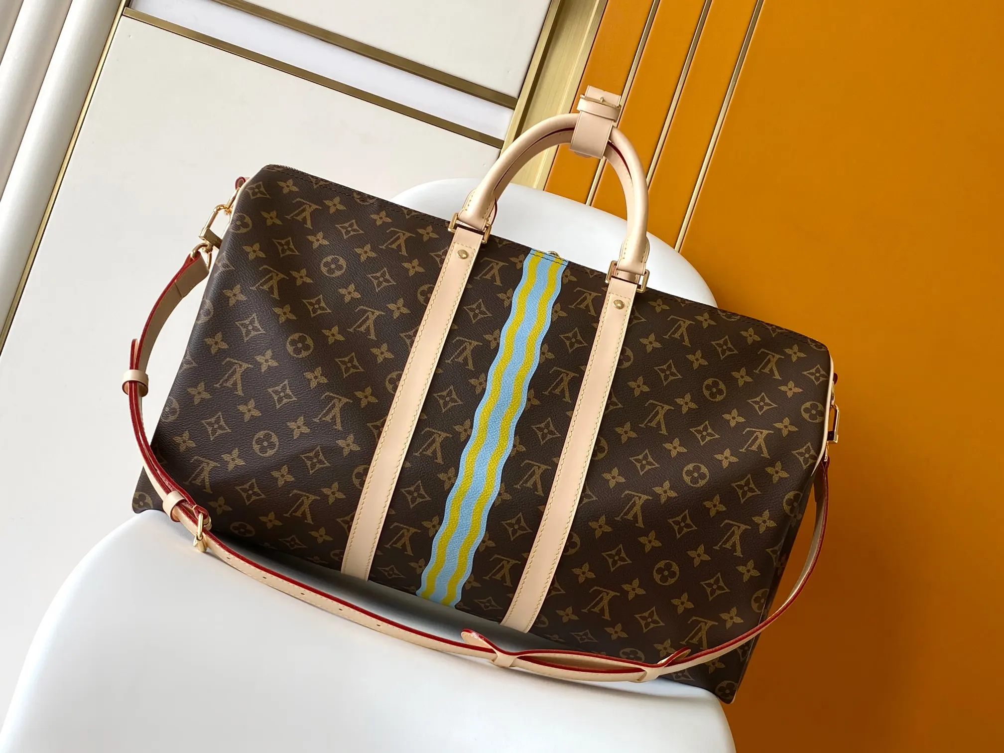 Keepall 老花 牛皮 旅行袋 大容量旅行款