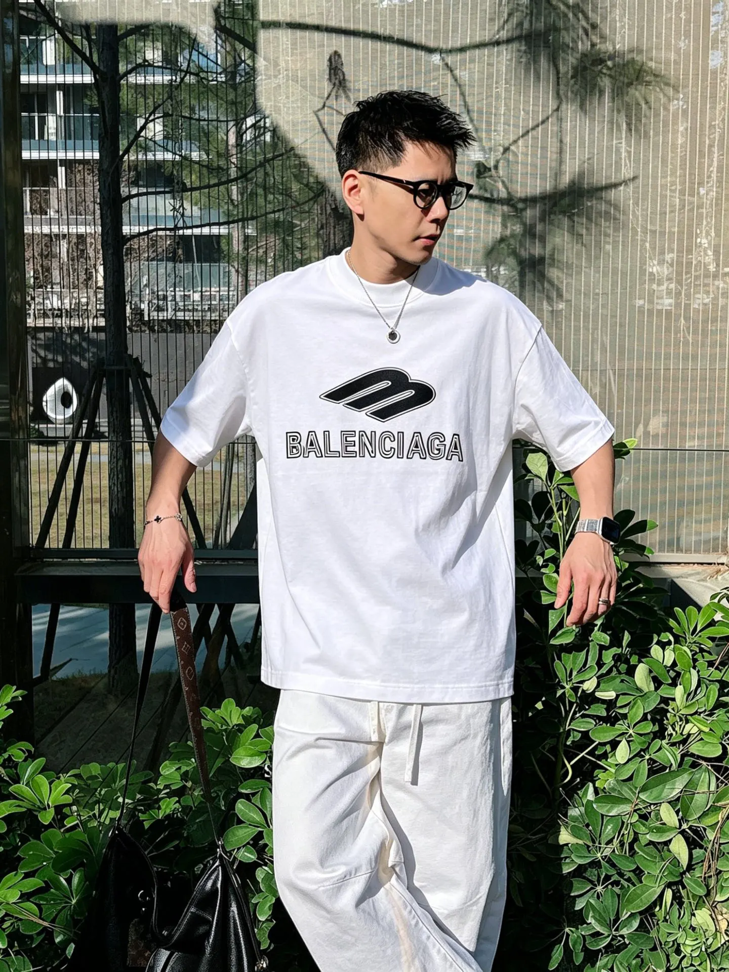 Balenciaga 黑白 純棉 Logo 短袖T恤