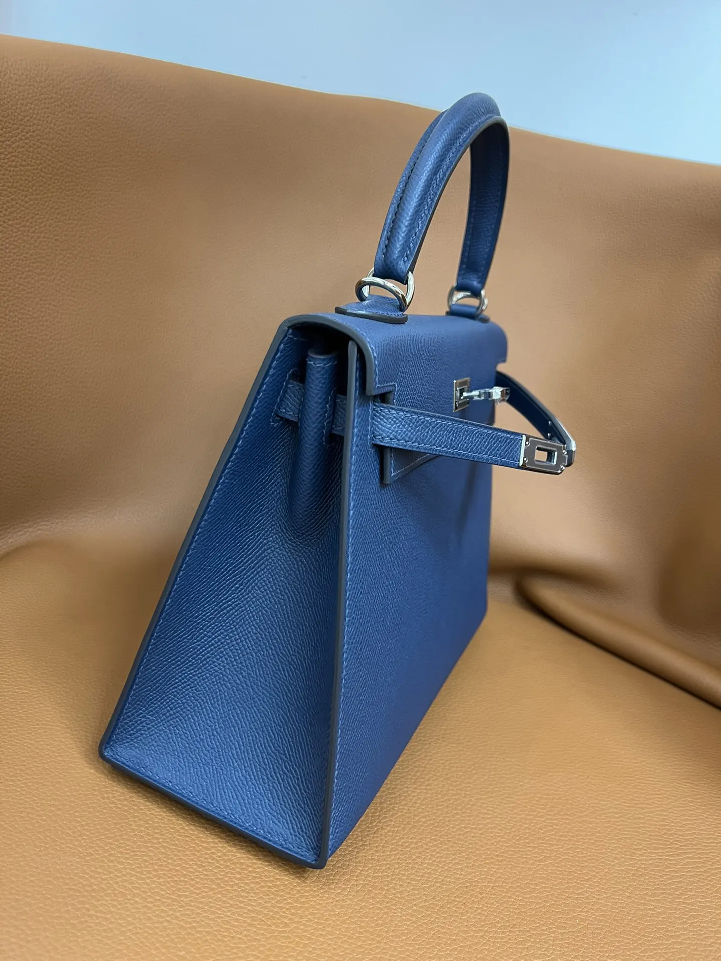 Hermès Kelly 宝石藍 Epsom掌纹牛皮 手提包 25cm