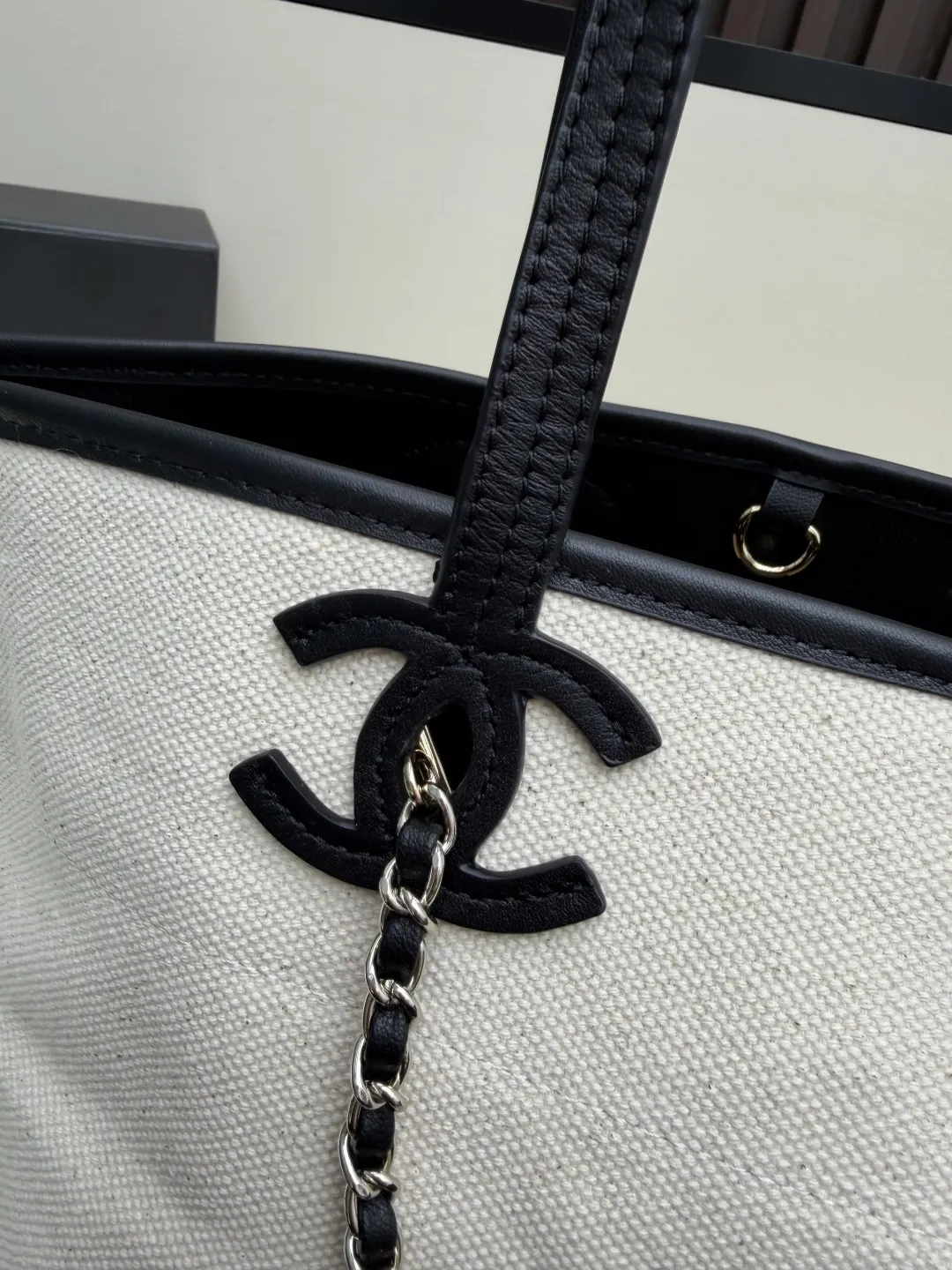 CHANEL 藏藍 卡其 小牛皮 托特包 大容量托特款