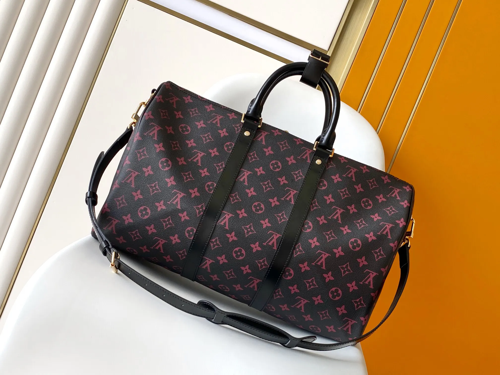 Keepall 黑色 金色 牛皮 旅行包 大容量旅行款