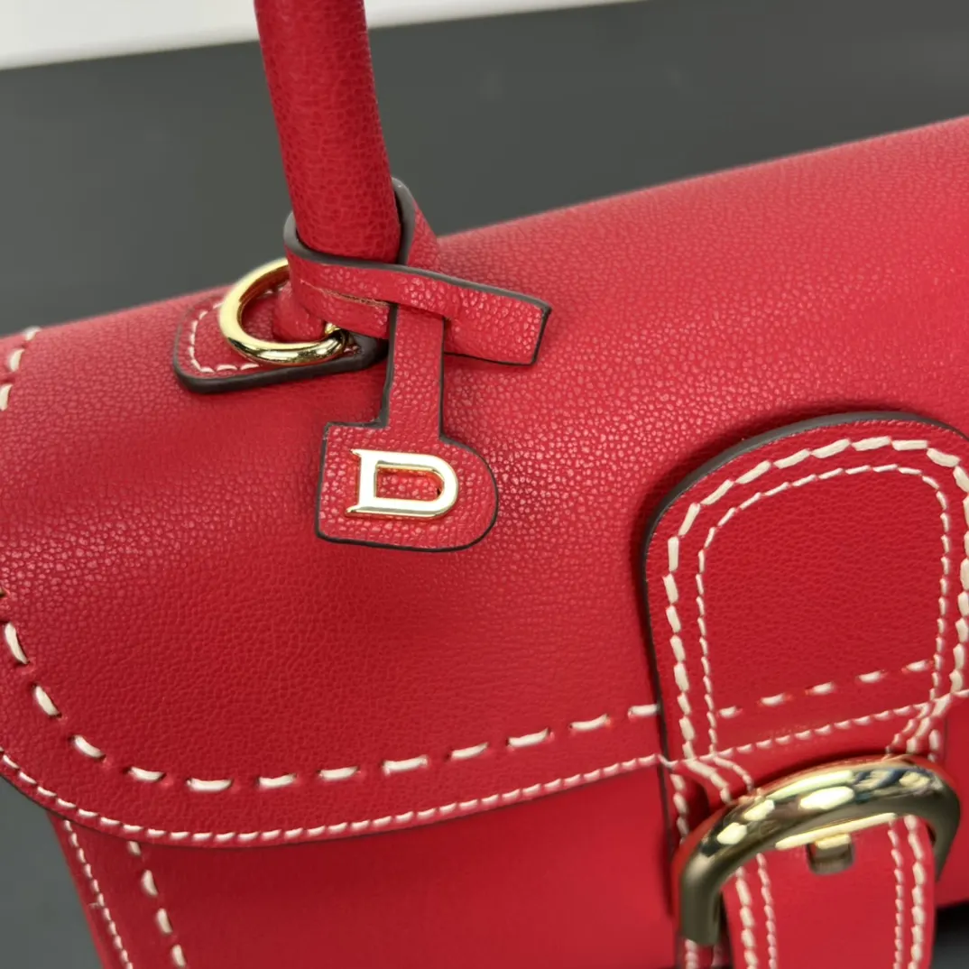 Delvaux 焦糖色 小牛皮 手提包 通勤手提款