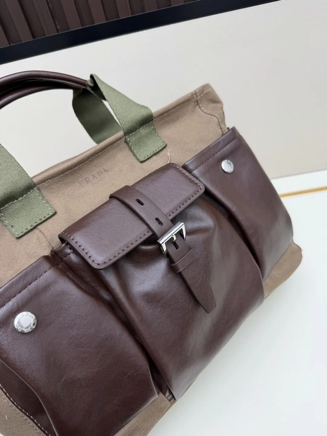 Prada Brown Crossbody Bag Commuter Canvas