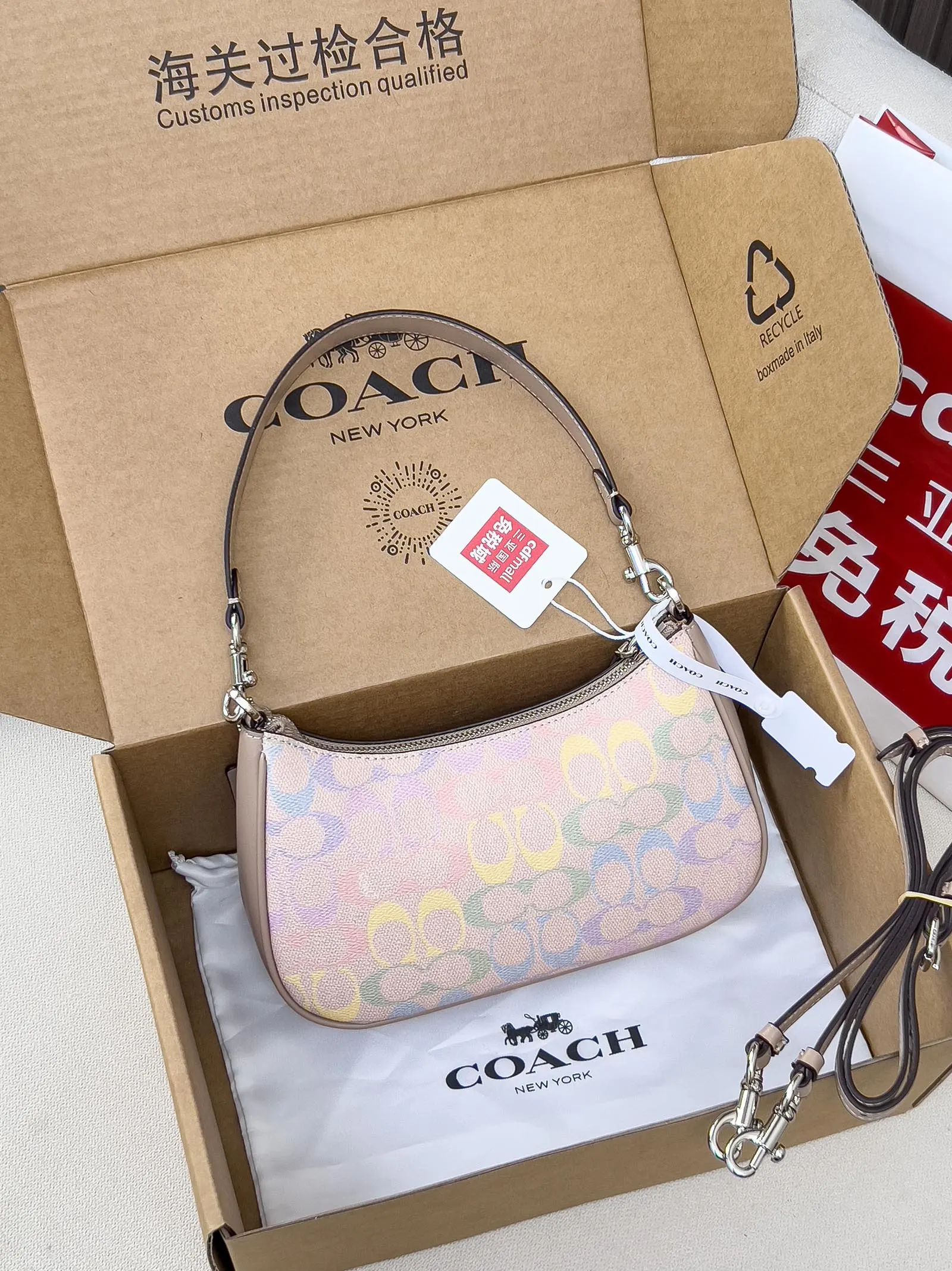 Coach 牛皮 图片 新色 Teri腋下麻将包 腋下包 復古腋下背款