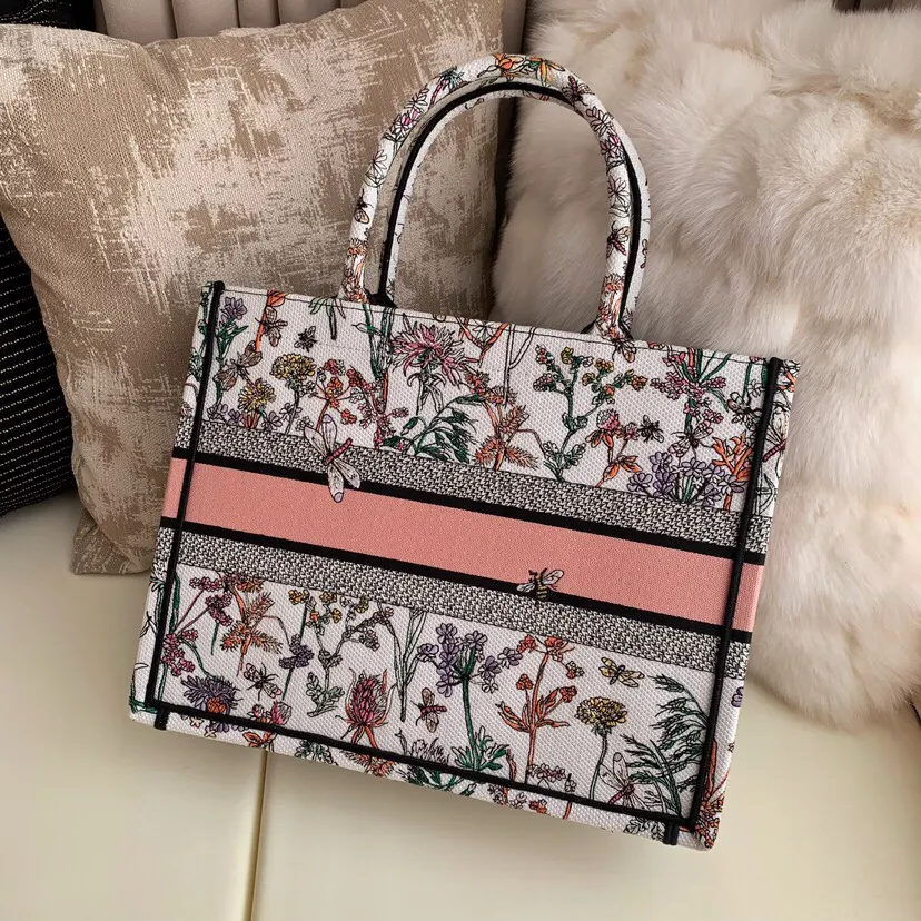 Book Tote 托特包 中号 多色植物图 大容量托特款