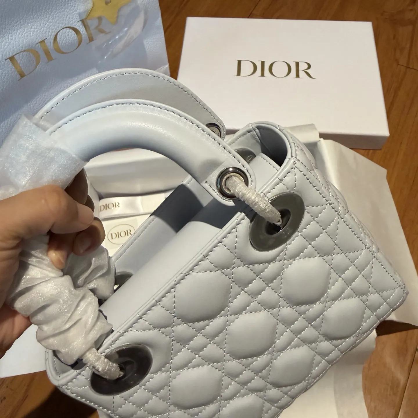 Dior Lady 藍色 羊皮 鏈條包 精致鏈條款