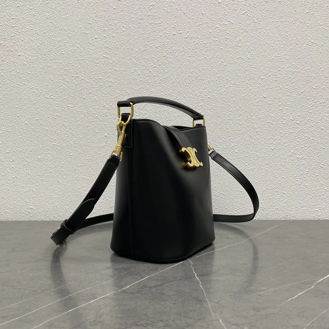 Triomphe 黑色 金色 小牛皮 水桶包 休闲水桶款