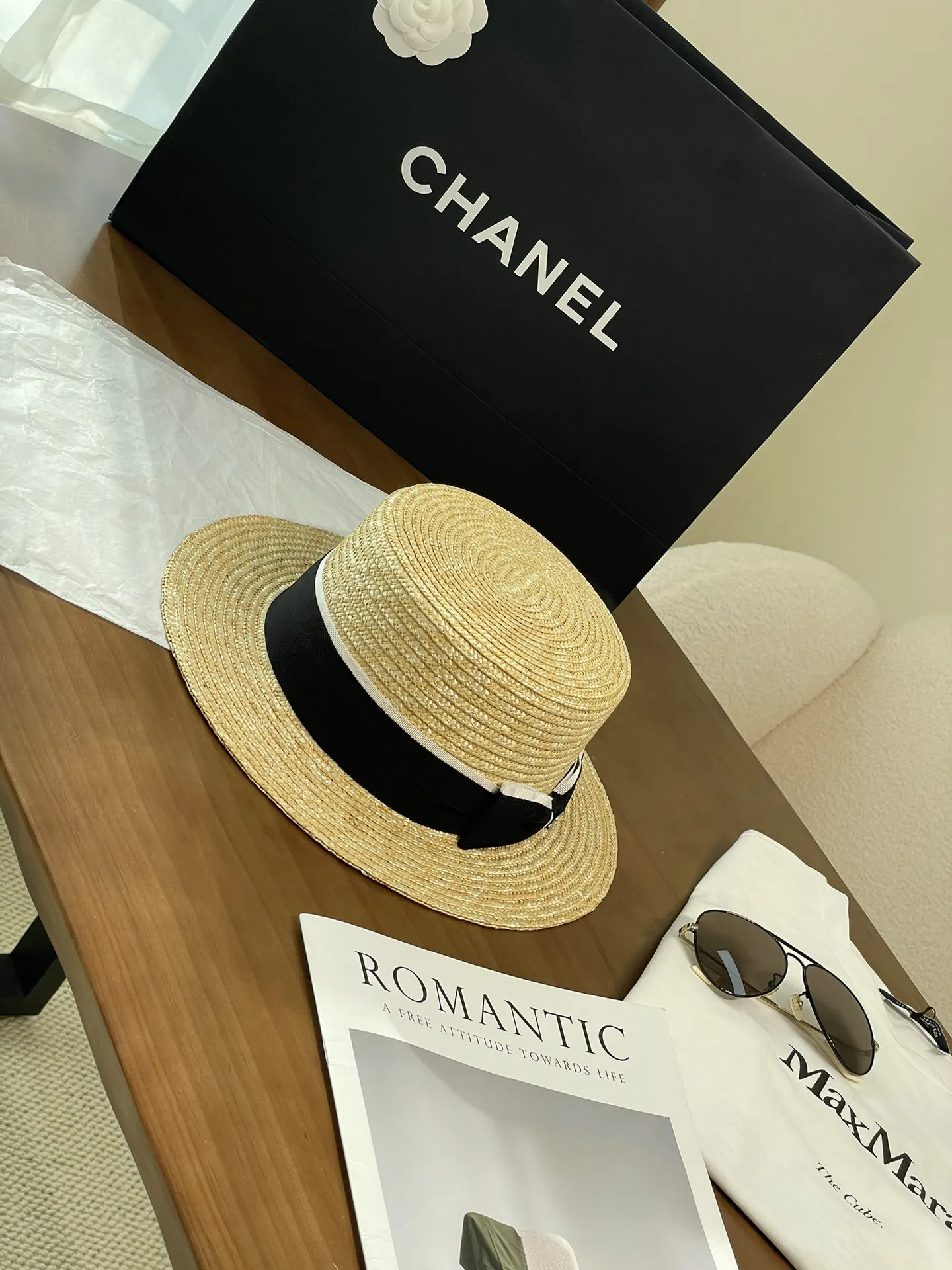 Chanel 蝴蝶 编织 防晒 遮阳 草帽 度假遮阳 帽子