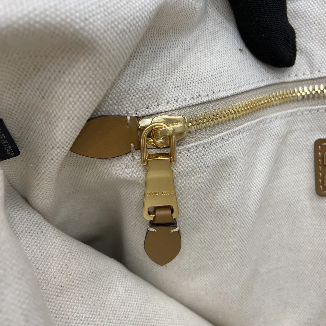 Miu 棕色 金色 牛皮 托特包 大容量托特款