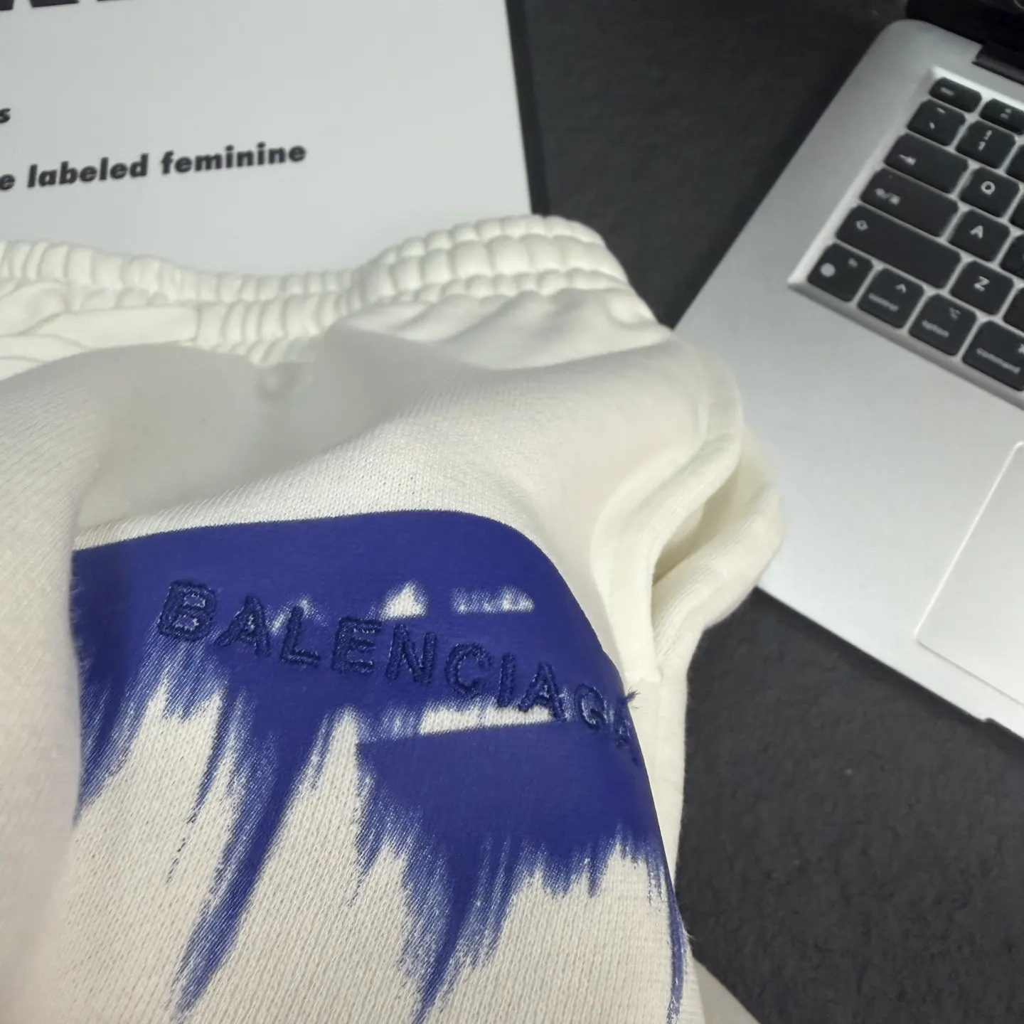 Balenciaga White Cotton Logo Shorts Loose