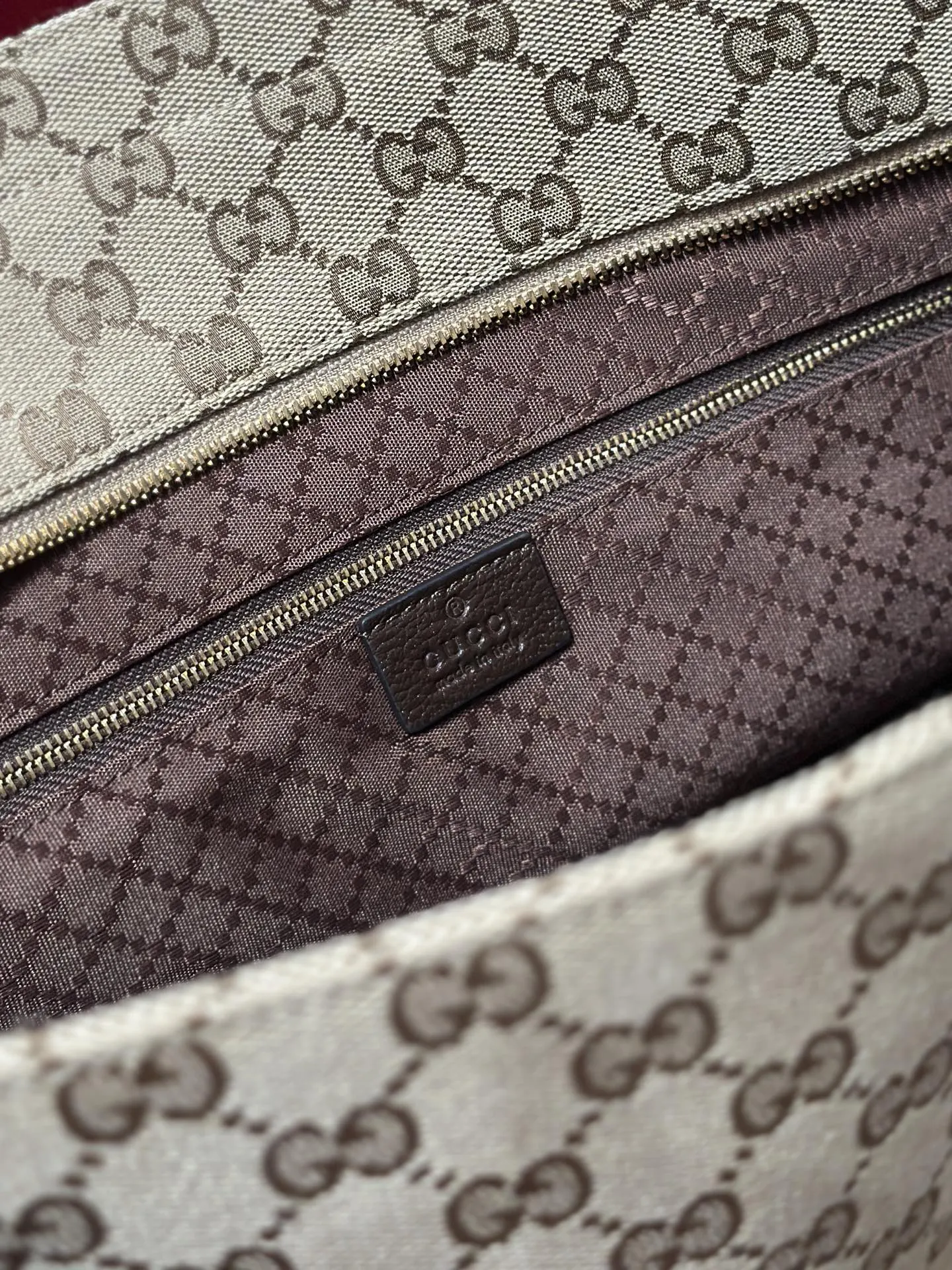 Gucci 棕色 金色 帆布 托特包 大容量托特款