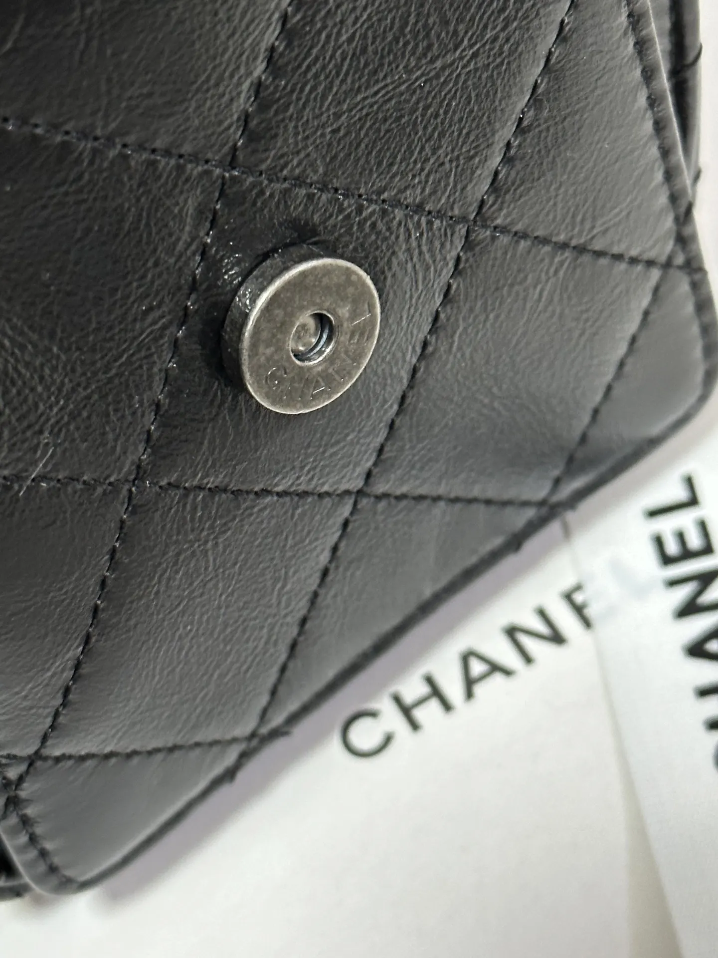 CHANEL 黑色 白色 小牛皮 腋下包 復古腋下背款