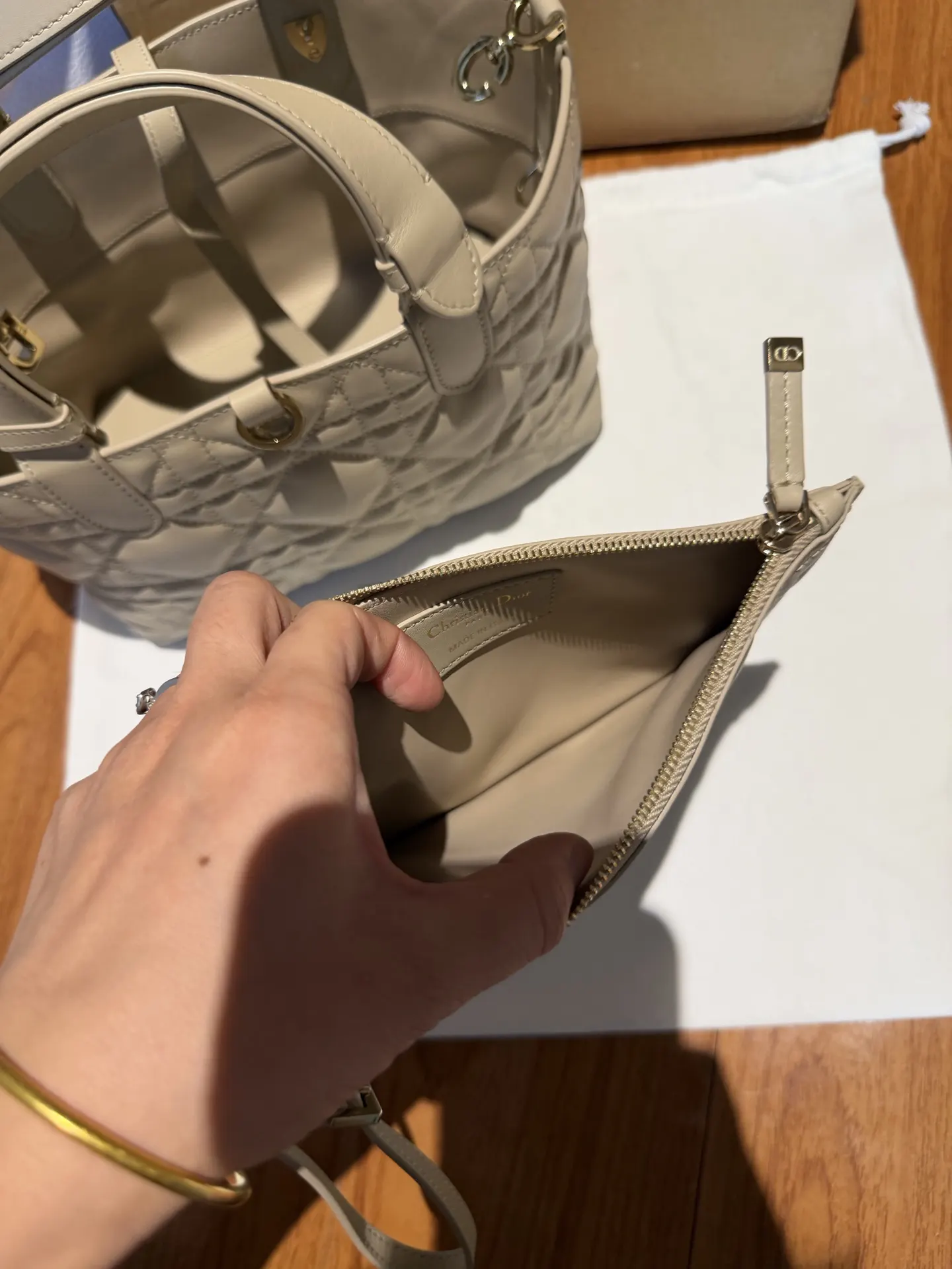 Beige Top Handle Bag Commuter