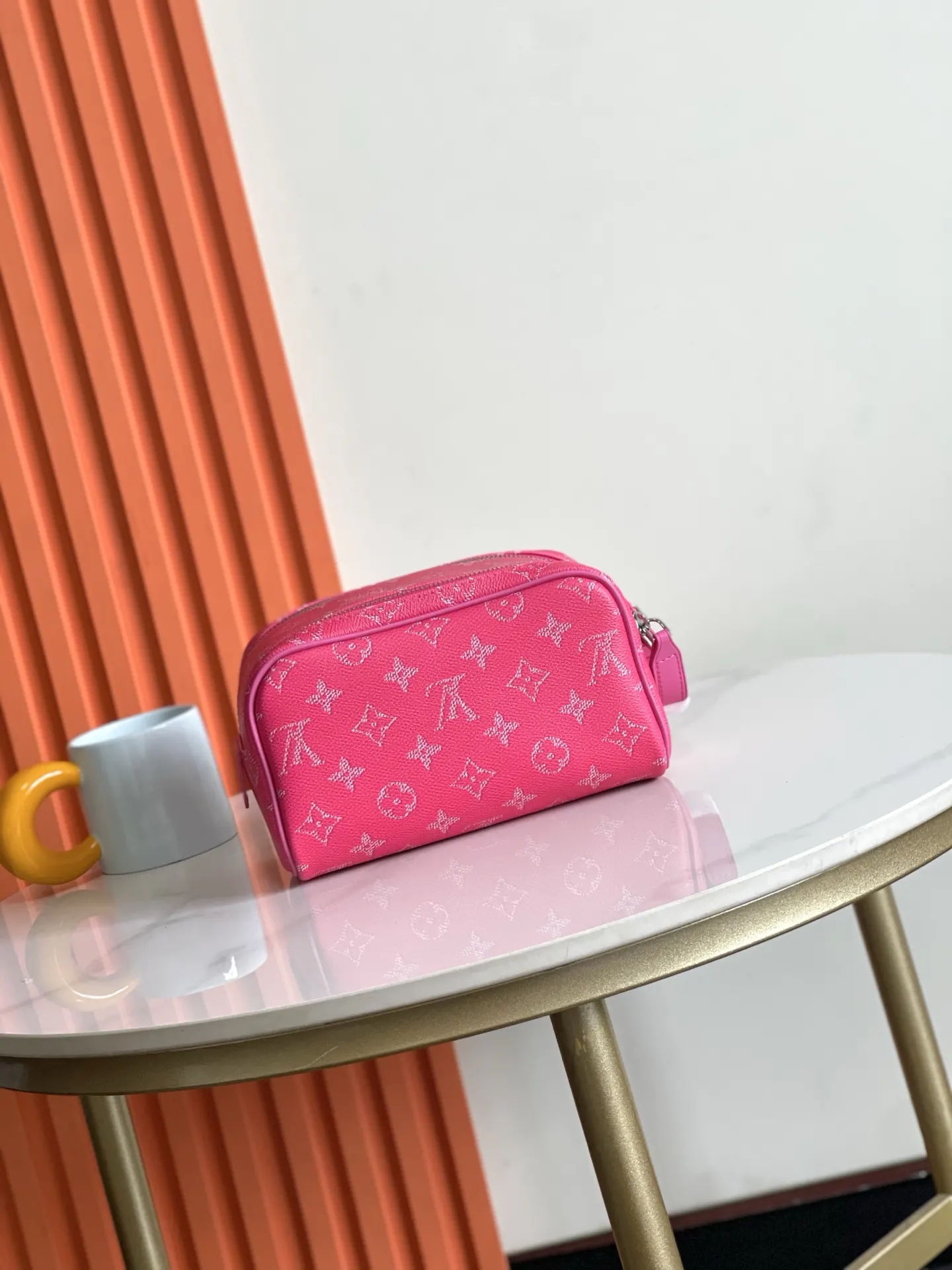 Yellow Cosmetic Pouch Leather