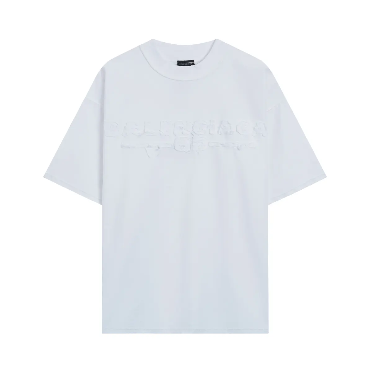 Balenciaga White Logo Embroidery Short Sleeve T-Shirt Street