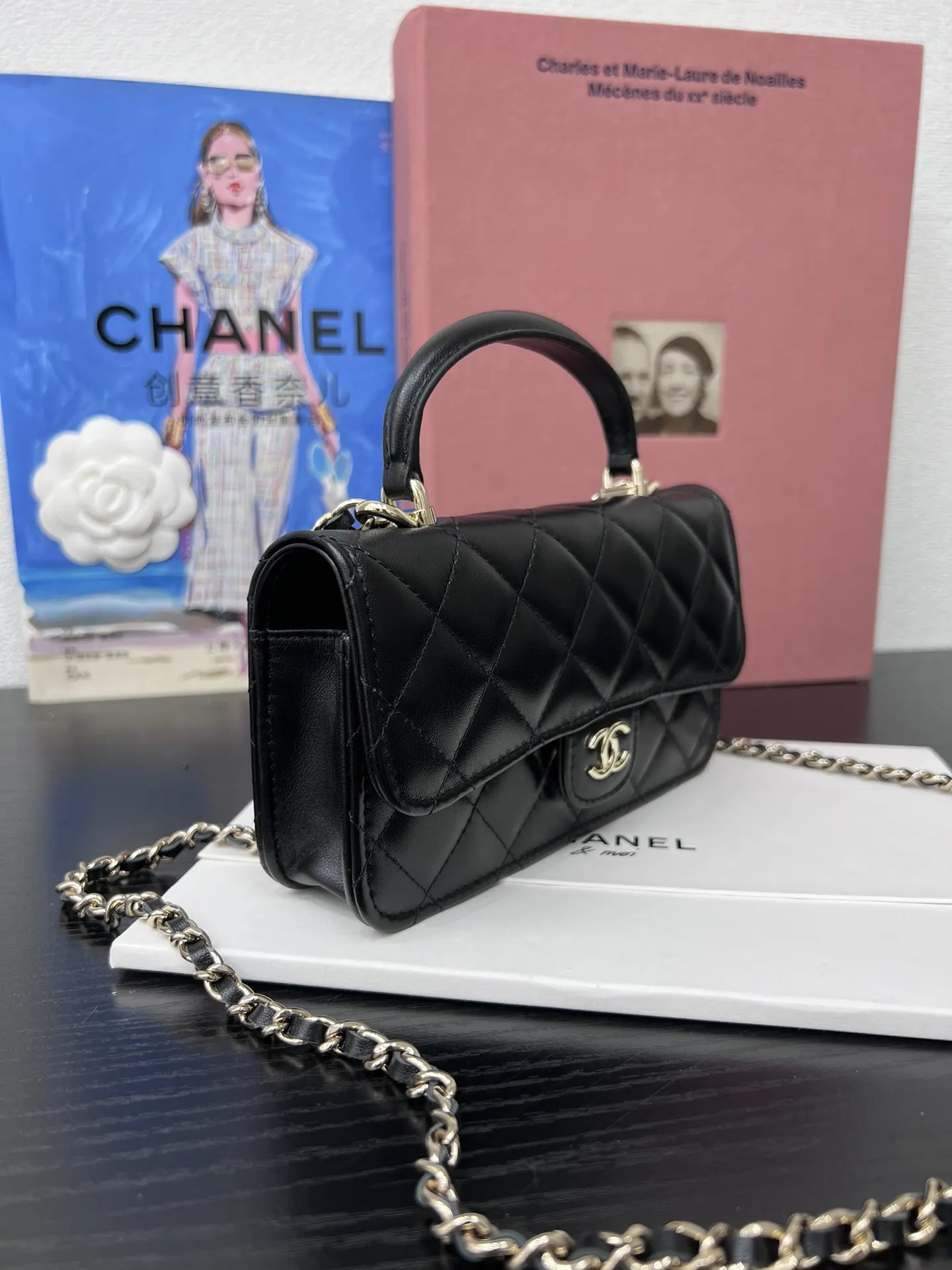 Chanel 22 Small Red Leather Chain Bag