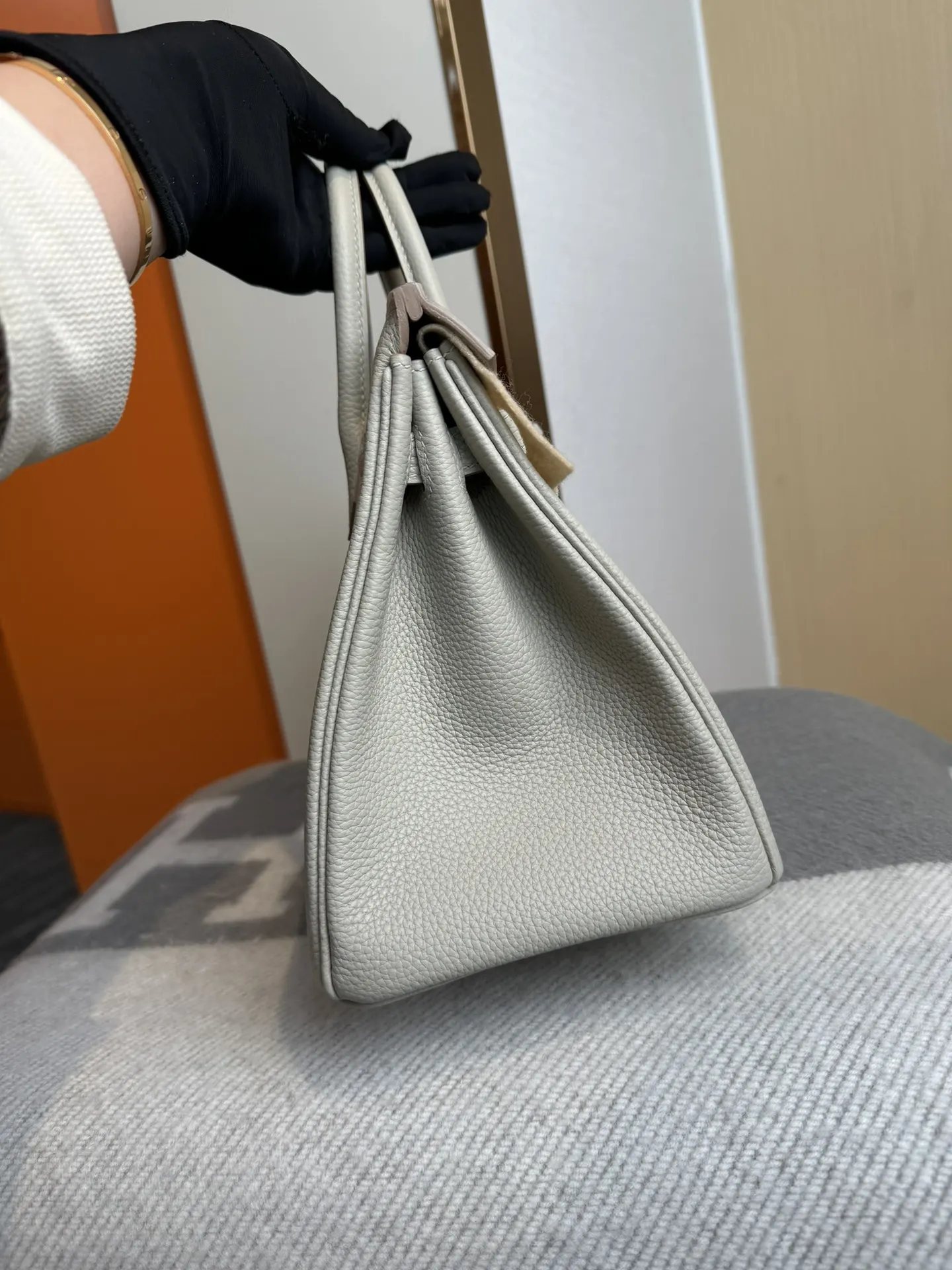 Birkin 铂金 进口Togo皮 冰川白 銀扣 手提包 通勤手提款