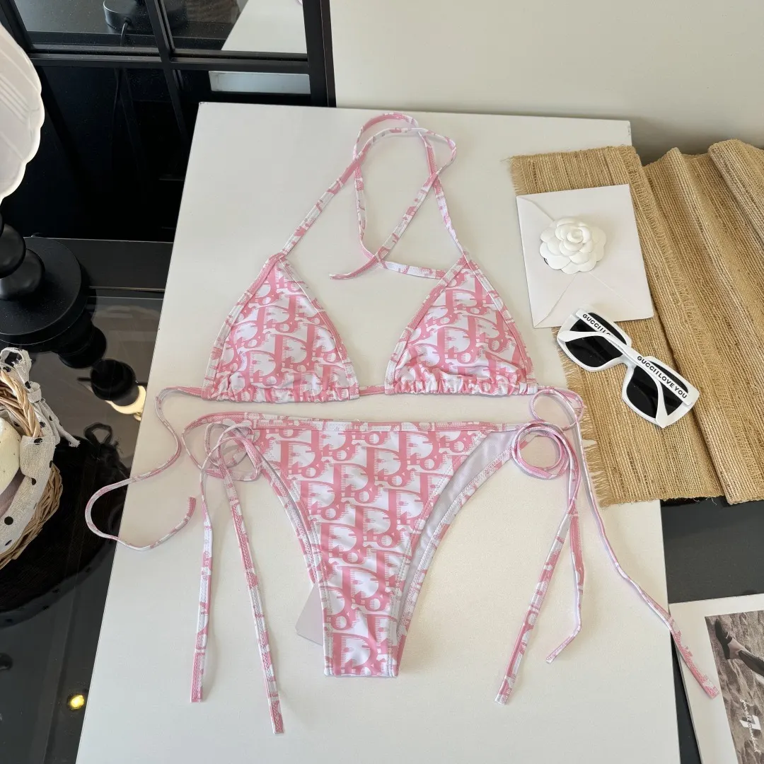 Dior 粉色 印花 泳装