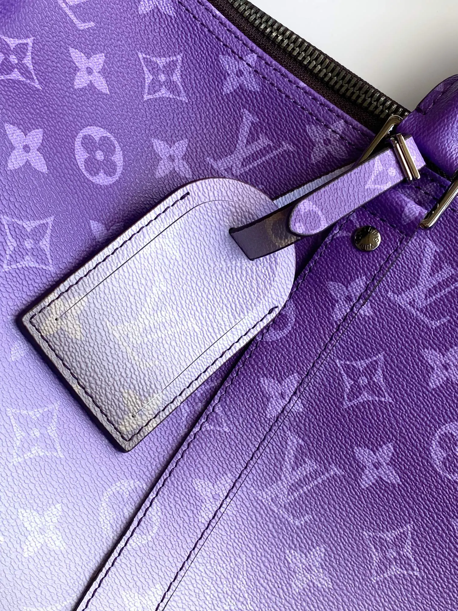 Keepall 老花 紫色 牛皮 旅行袋 大容量旅行款