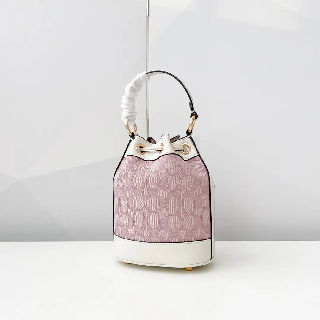 Coach 牛皮 mini水桶包 刺繡C布 搭 休閒水桶款