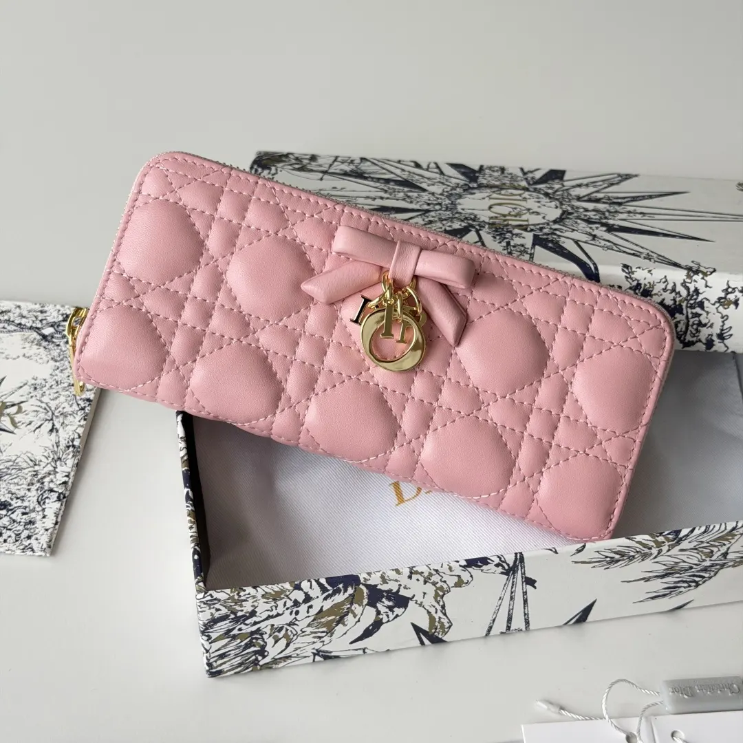 Dior 粉色羊皮迷你化妝包 手拿