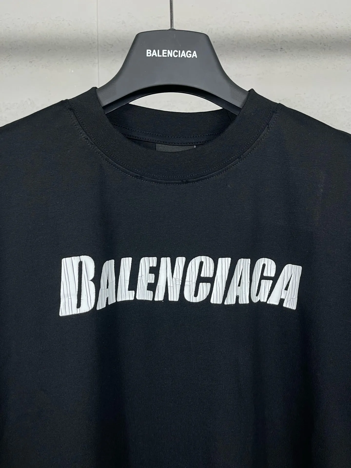 Balenciaga Black Cotton Logo Short Sleeve T-Shirt Loose