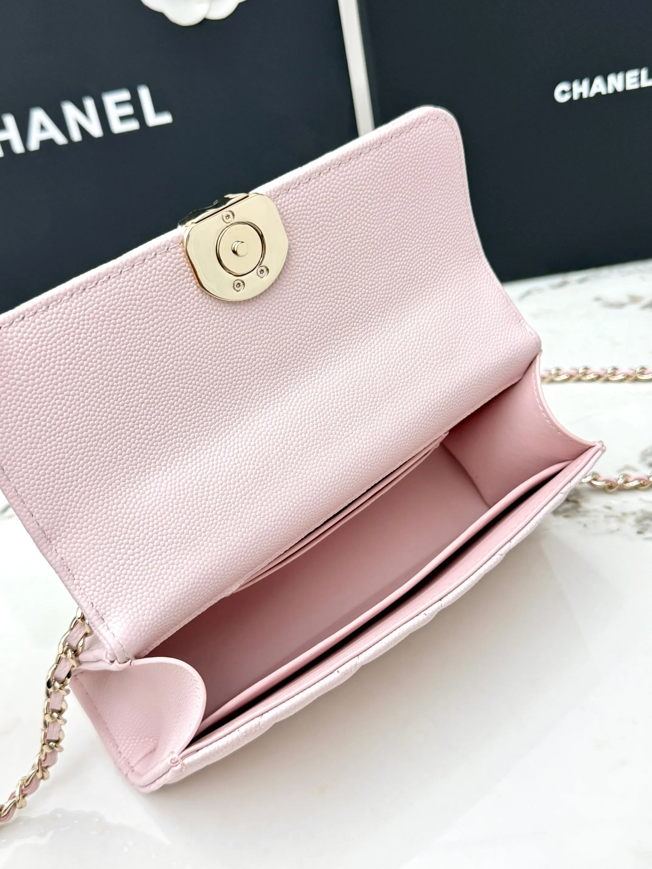 Chanel Pink Top Handle Bag Leather