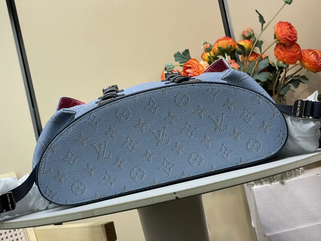 拼色 帆布 CHRISTOPHER 中号雙肩包 藍 实用雙肩款