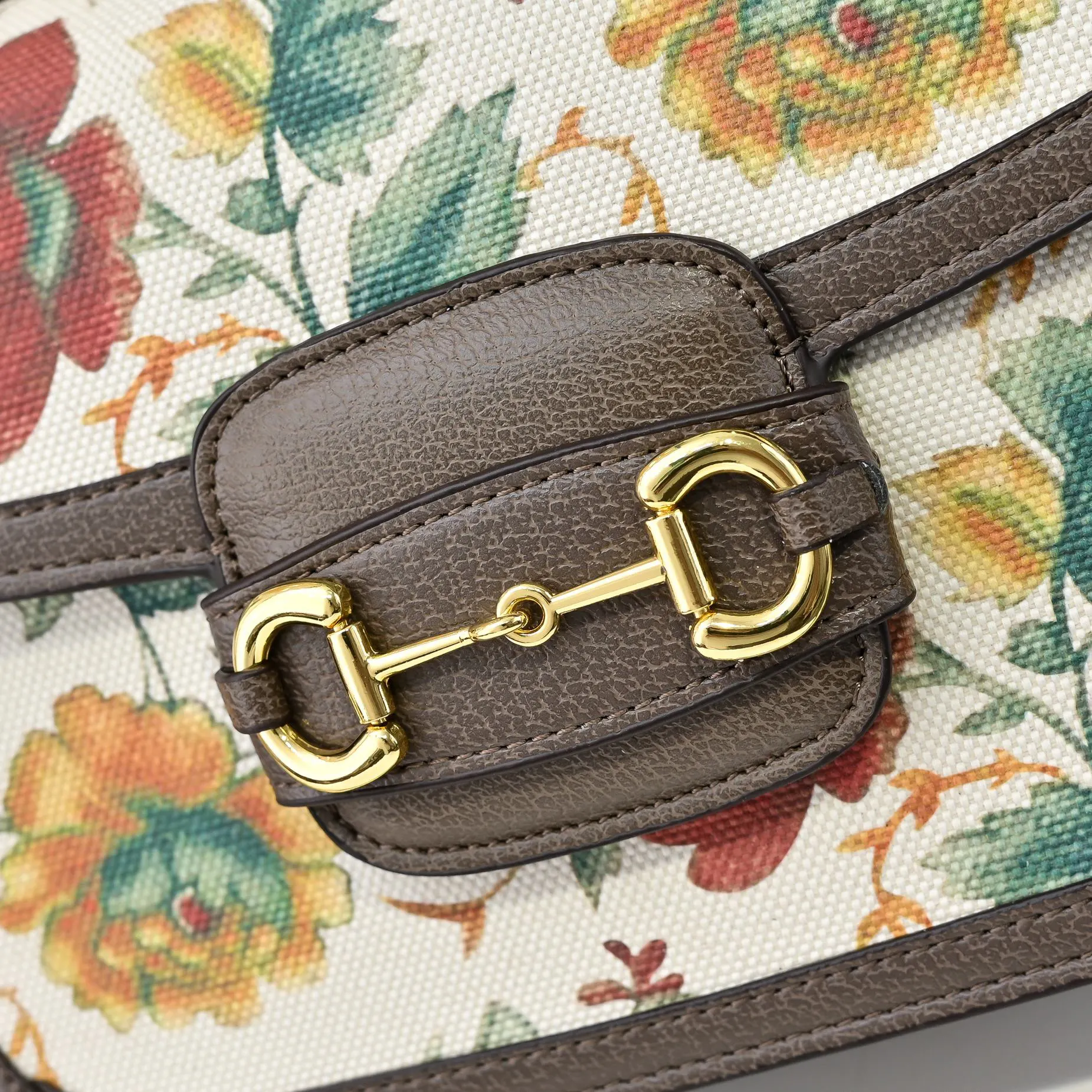 Gucci Horsebit 1955 White Monogram Crossbody Bag