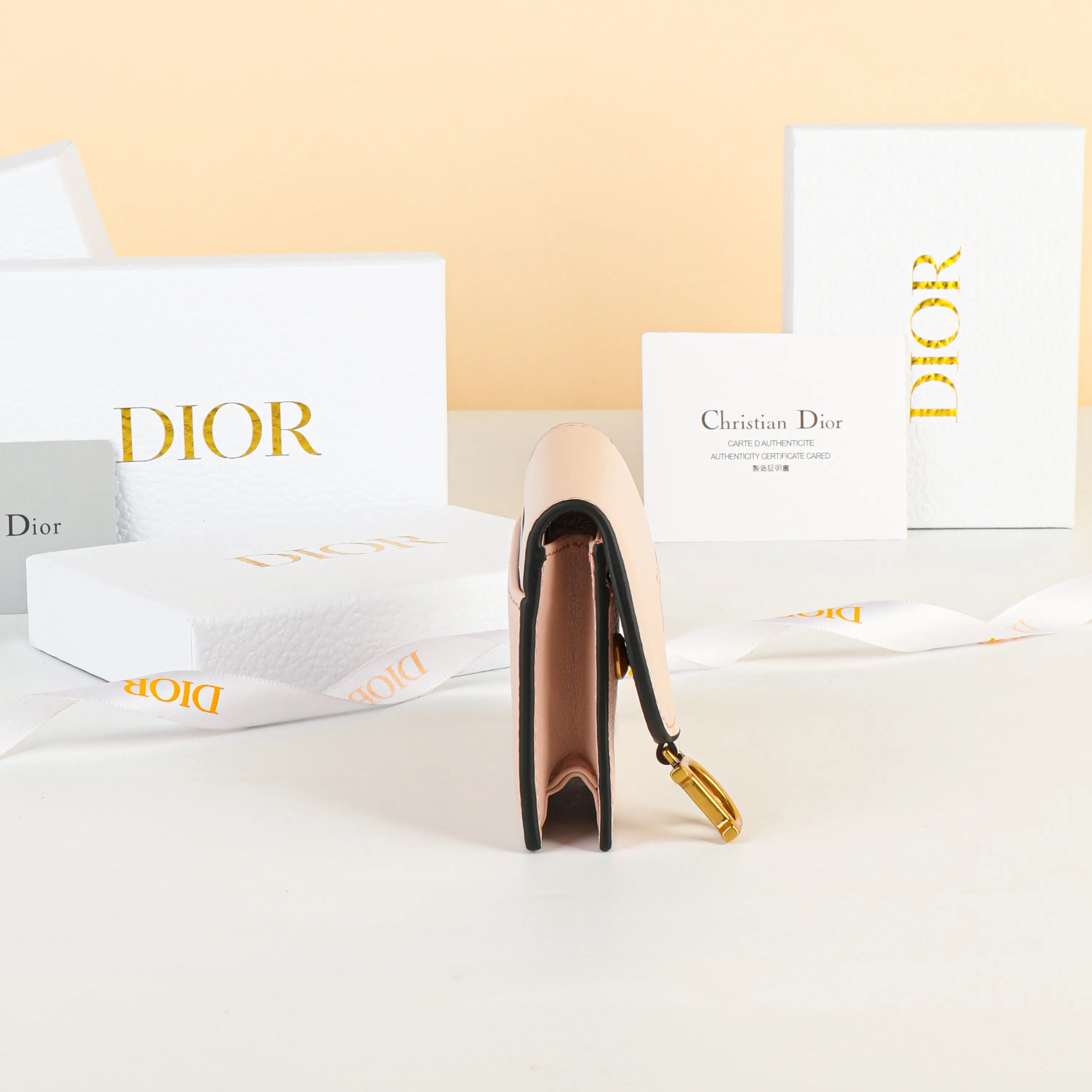 Dior Saddle 粉色 皮革 钱包