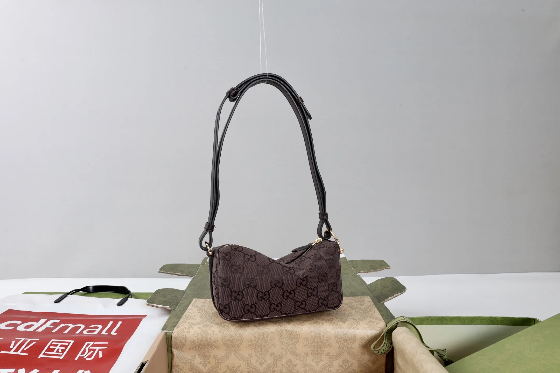Brown Gold Hobo Shoulder Bag Vintage Leather