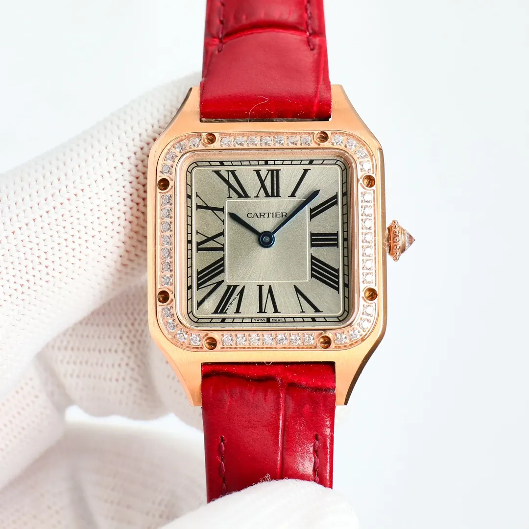 Cartier 藍色 玫瑰金 牛皮 手錶 經典腕表款