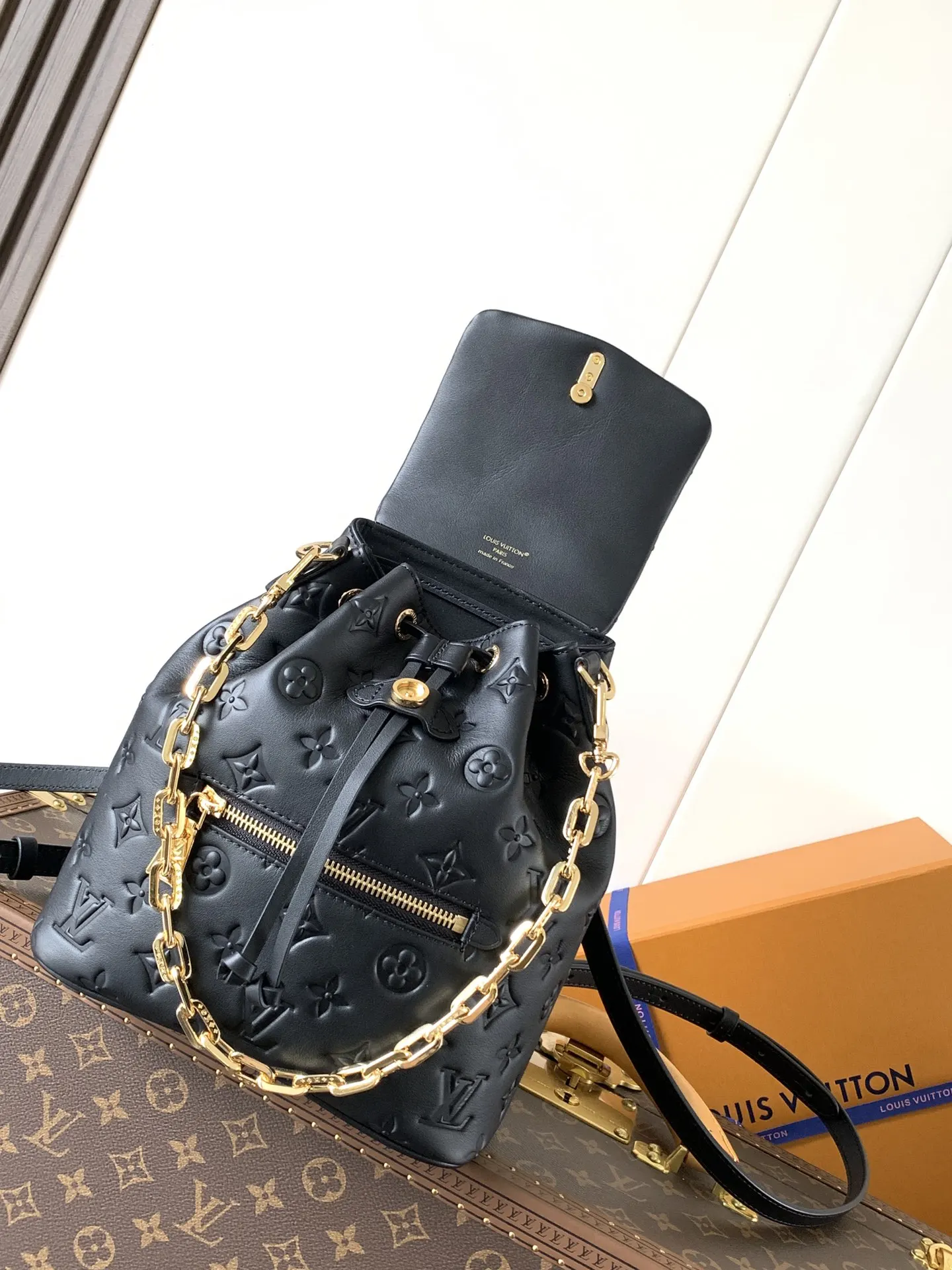 黑色 卡其 牛皮 黑色 卡其 Cou 链条包 精致链条款