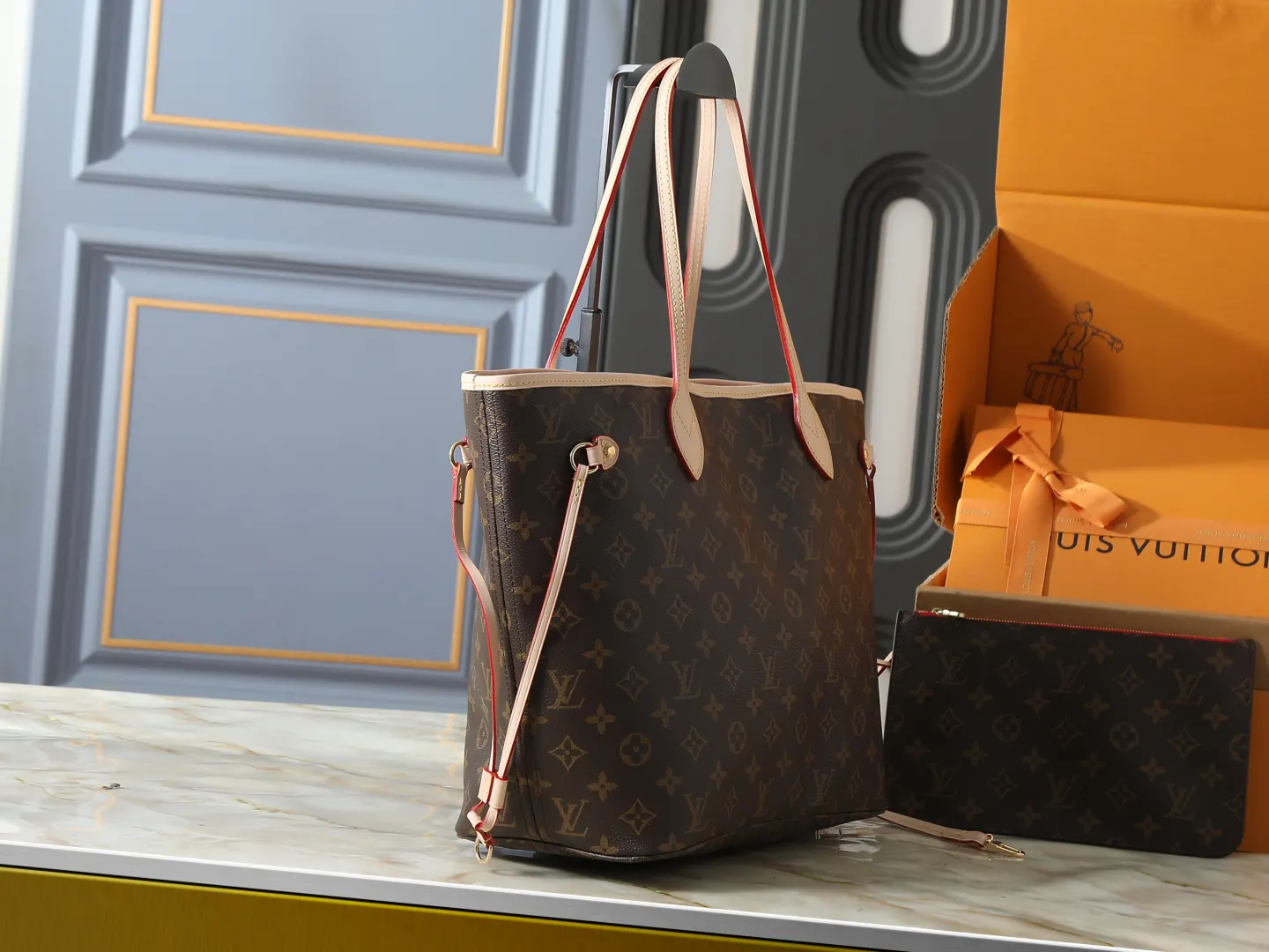 Neverfull 老花 帆布 手拿包 精致手拿款