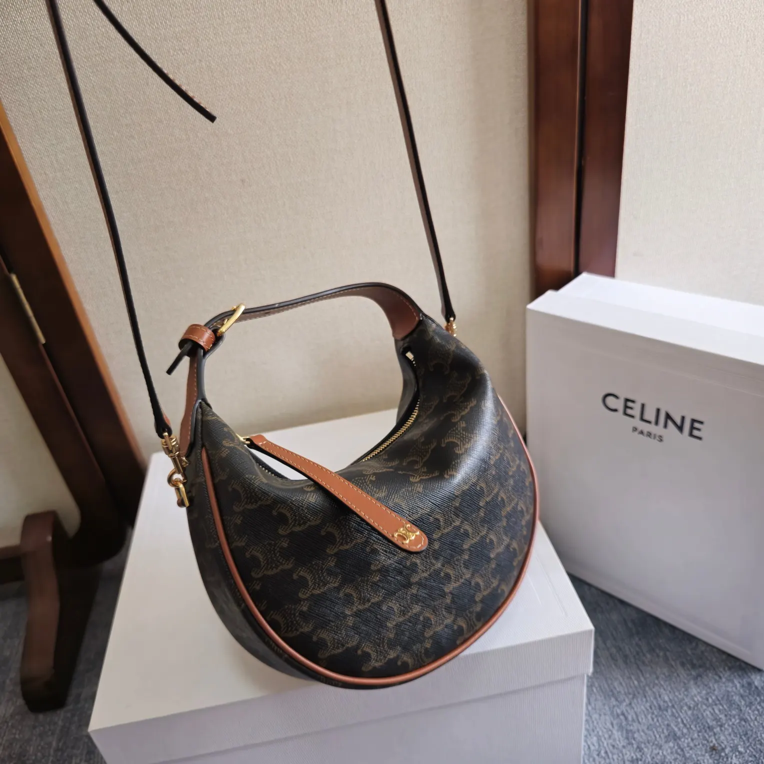 Monogram Crossbody Bag Commuter Lightweight Leather