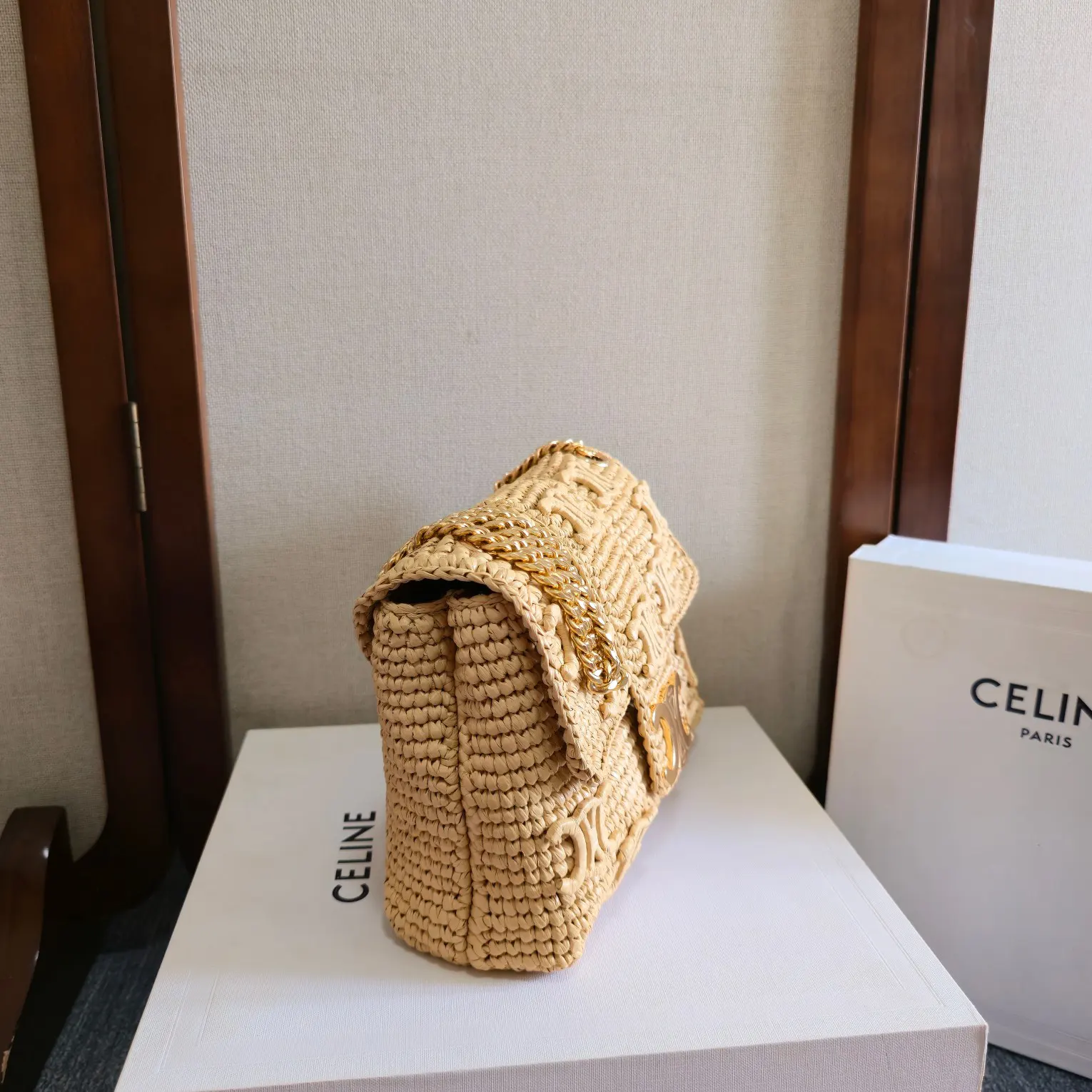 Celine Triomphe 金色 羊皮 鏈條包 精致鏈條款