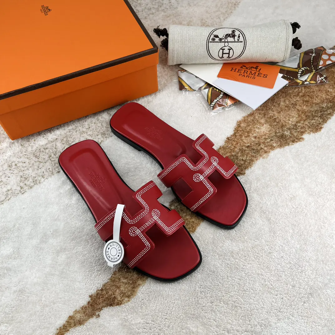 Hermès Oran 4个色 牛皮 拖鞋 舒適