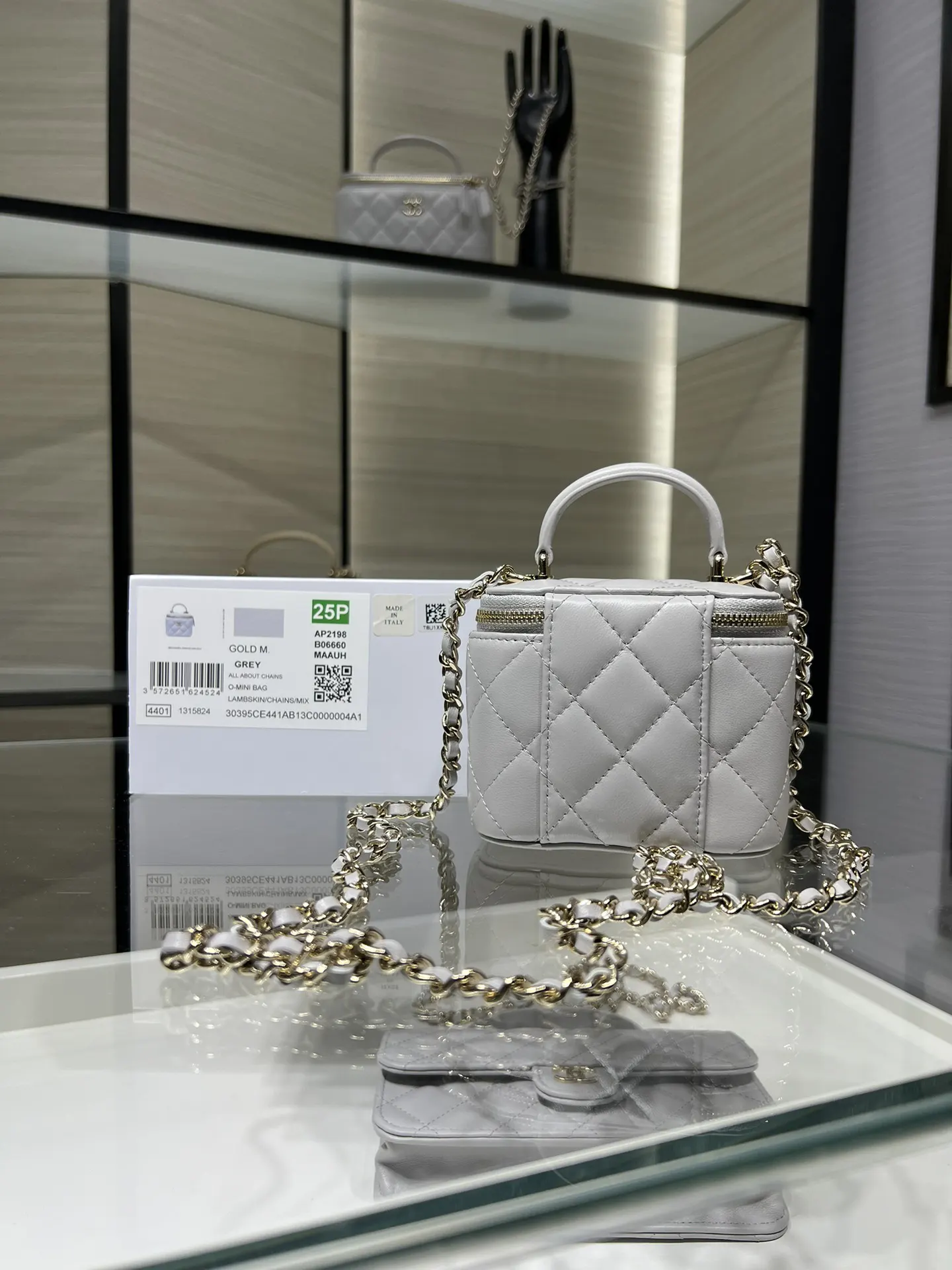Chanel 19 小号 灰色 皮革 菱格绗缝 链条包