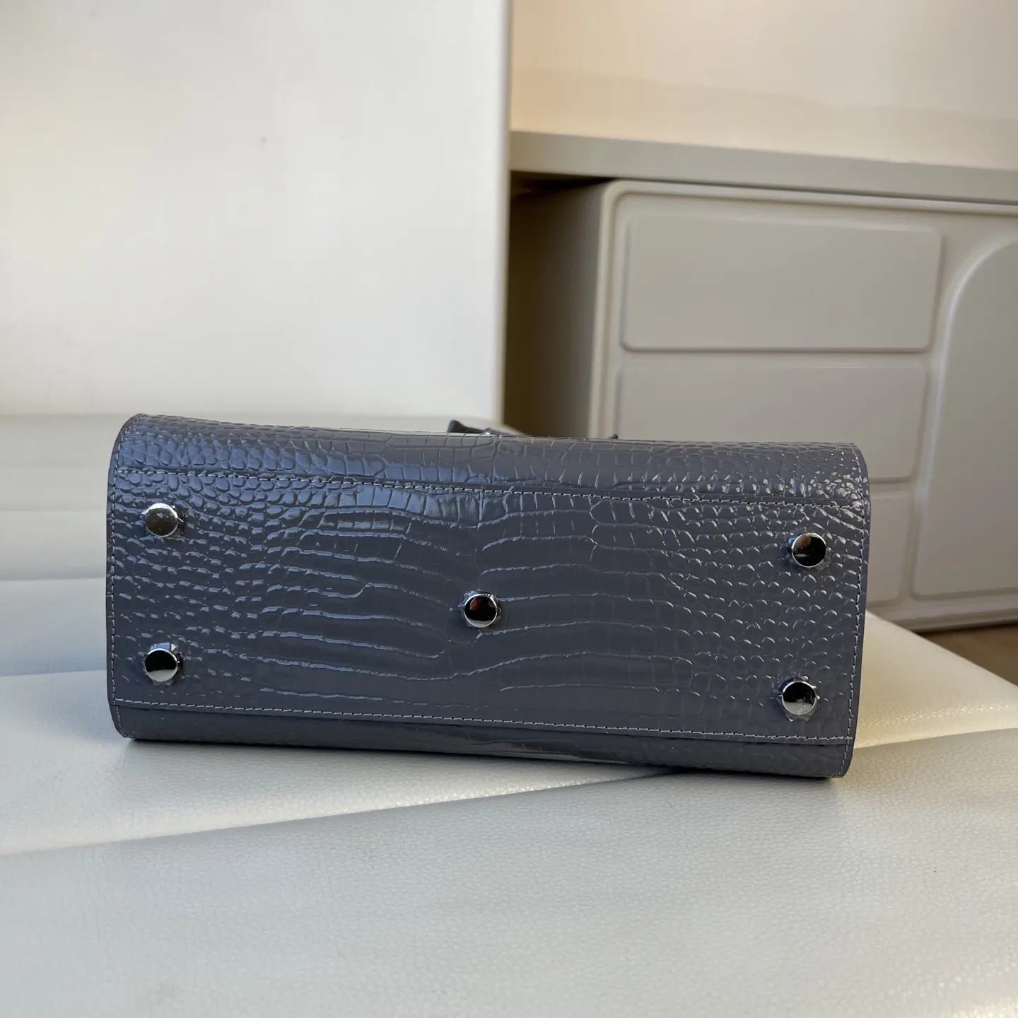 Silver Clutch Bag Leather
