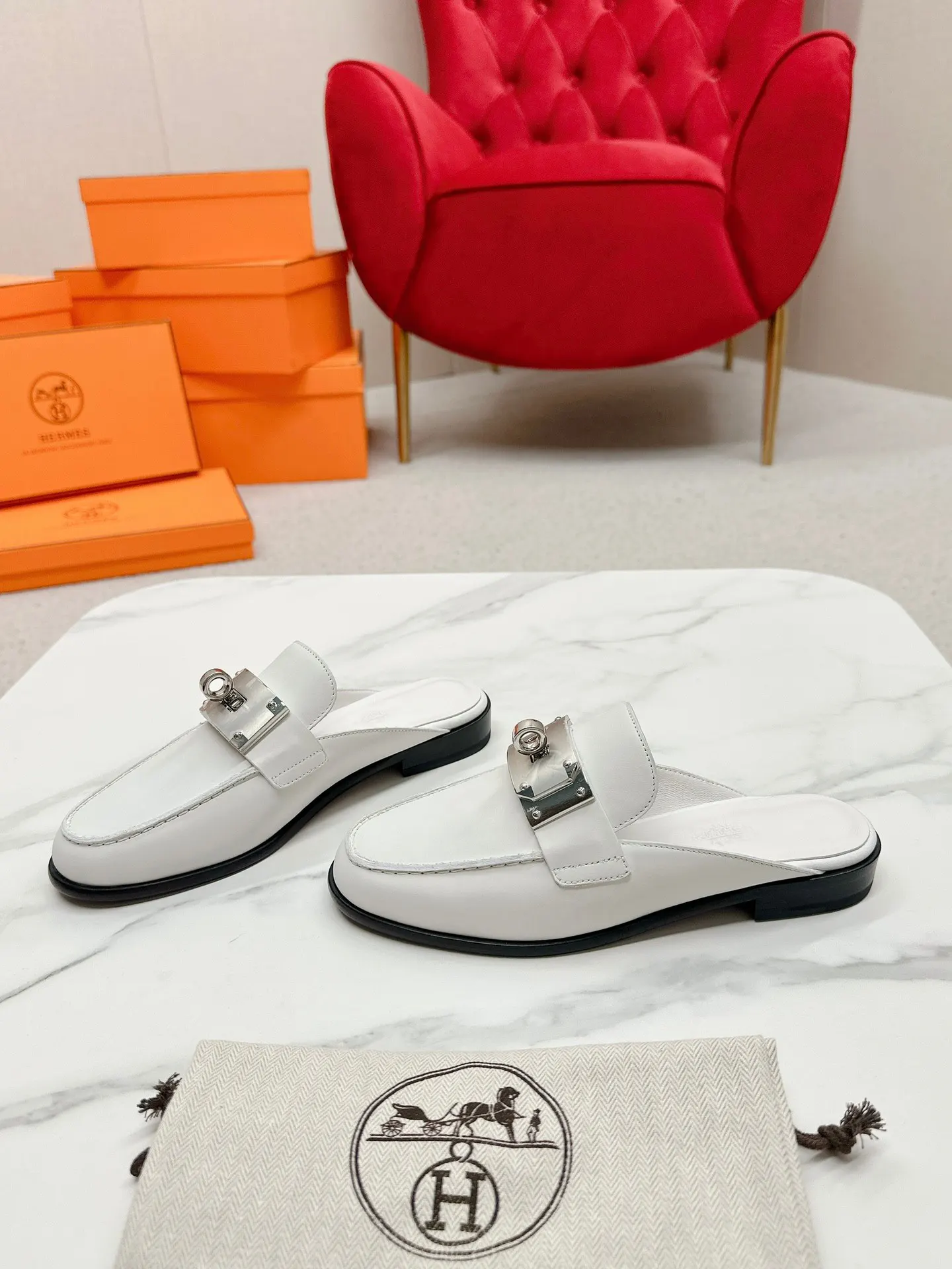 Hermès 小牛皮 拖鞋 舒适