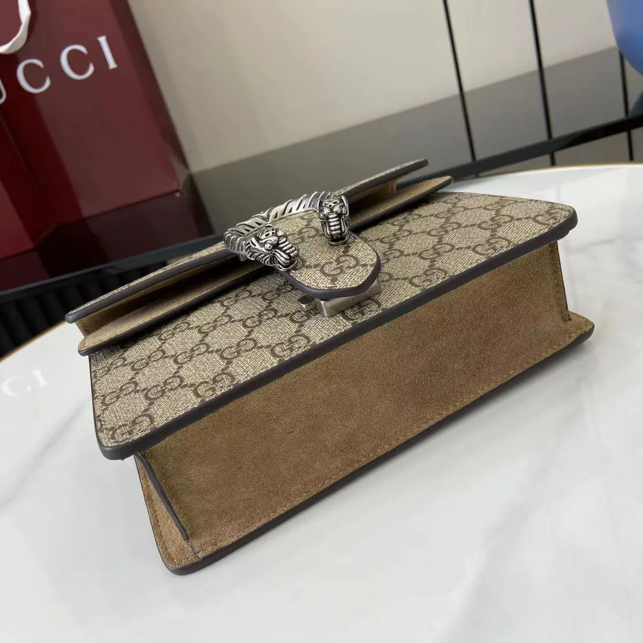 Brown Silver Chain Bag