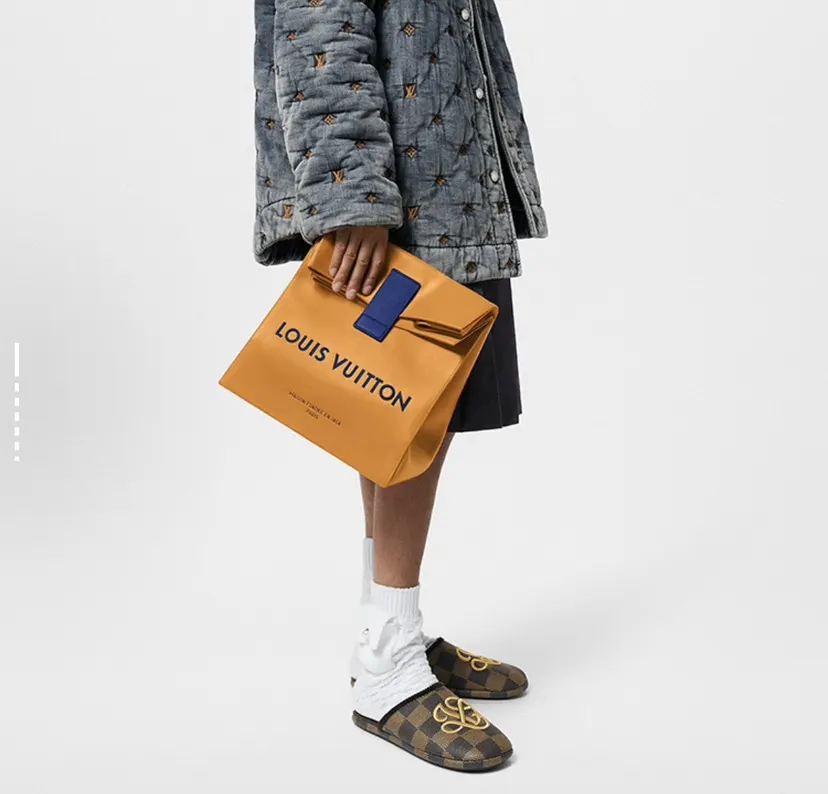 LV Orange Leather Shopping Bag-Inspired Tote Image 5 LV Orange Leather Shopping Bag-Inspired Tote Image 5