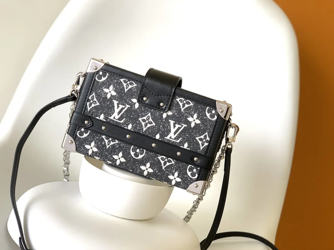LV 黑色 牛仔 提花 鏈條包 精致鏈條款